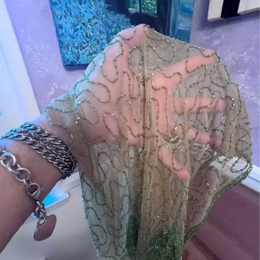 Exquisitely Beaded Chic 1930’s inspired Olive Beaded Scarf